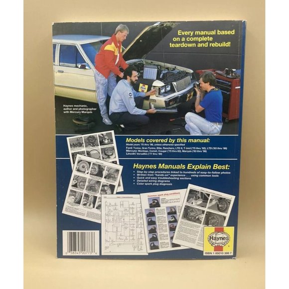 Ford Mercury Mid-size cars 4, I6, V6 V8 1975 - 1986 Haynes Service Repair Manual - Picture 4 of 6